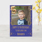 5歳の誕生日フォトカード カード (黄色い花)