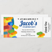 5歳の誕生日ブロック遊びチケット 招待状 (正面/裏面)