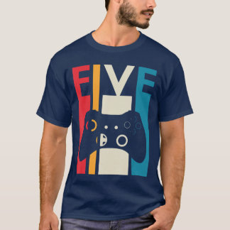 5歳の誕生日プレゼント 五つのレトロゲーム 誕生日祝い 5歳 Tシャツ