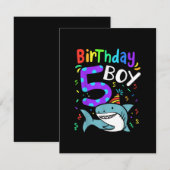 5歳の誕生日プレゼント 5年間おめでとう サメのギフト 招待状 (正面/裏面)