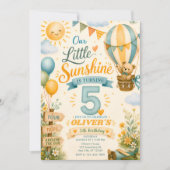 5歳の誕生日ホットエアバルーン Our Little Sunshine 招待状 (正面)