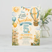 5歳の誕生日ホットエアバルーン Our Little Sunshine 招待状 (スタンド正面)