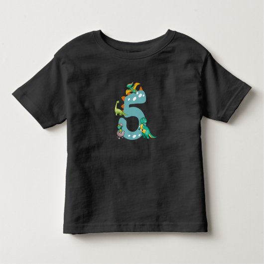 5歳の誕生日ボーイ恐竜トレックスディノ5歳 トドラーTシャツ (正面)