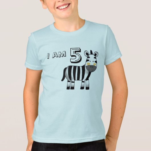 5歳の誕生日ボーイ/ガールギフト（ゼブラ） Tシャツ (正面)