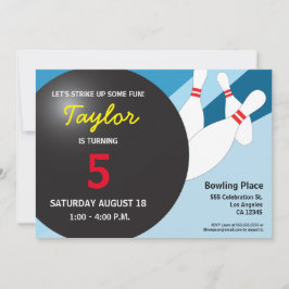 5歳の誕生日ボーリングパーティー青黄 招待状