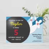 5歳の誕生日ボーリングパーティー青黄 招待状 (スタンド正面)