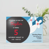 5歳の誕生日ボーリングパーティー（青） 招待状 (スタンド正面)