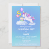 5歳の誕生日ユニコーンケーキ招待状 招待状 (正面)