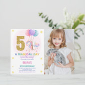5歳の誕生日ユニコーンバースデー招待状の写真 招待状 (スタンド正面)