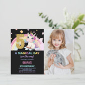 5歳の誕生日ユニコーンバースデー招待状の写真 招待状 (スタンド正面)