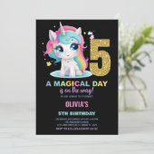 5歳の誕生日ユニコーンバースデー招待状 招待状 (スタンド正面)