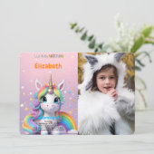 5歳の誕生日ユニコーンフォト 招待状 (スタンド正面)