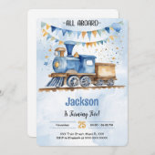 5歳の誕生日列車パーティー 招待状 (正面/裏面)