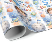 5歳の誕生日少年宇宙飛行士惑星ブラストオフ計画 ラッピングペーパー (ロールコーナー)