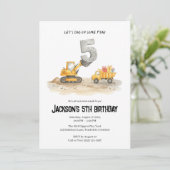 5歳の誕生日建設ボーイの誕生日招待状 招待状 (スタンド正面)