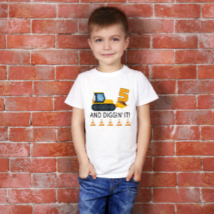 5歳の誕生日建設Tシャツ – 黄色のダンプトラック トドラーTシャツ