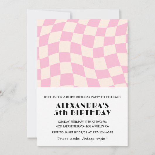 5歳の誕生日招待状市松模様にレトロ 招待状 (正面)