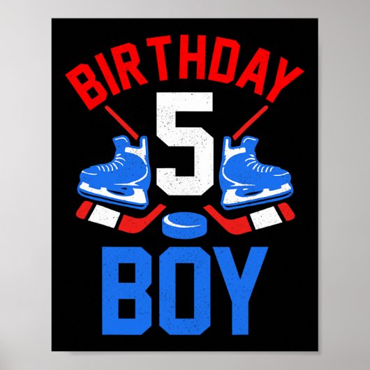 5歳の誕生日 アイスホッケー お子様Tシャツ 男女兼用 ポスター (正面)