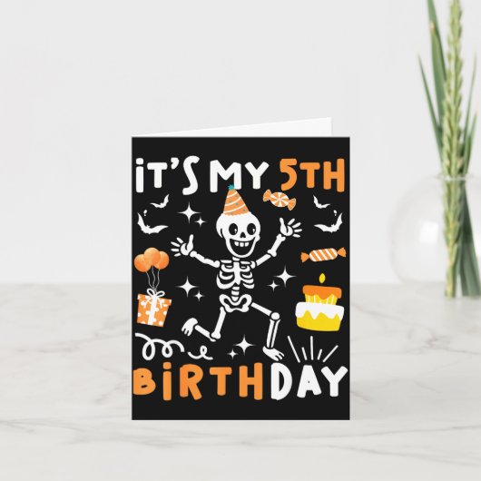 5歳の誕生日 キッズ 面白い スケルトン 5歳の誕生日 カード (正面)