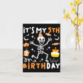 5歳の誕生日 キッズ 面白い スケルトン 5歳の誕生日 カード (黄色い花)