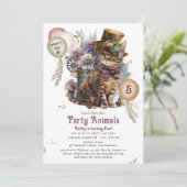 5歳の誕生日 スチームパンクの子猫の里親会パーティー 招待状 (スタンド正面)