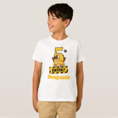 5歳の誕生日 ダンプトラック 建設テーマ パーティー Tシャツ (正面フル)