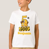 5歳の誕生日 ダンプトラック 建設テーマ パーティー Tシャツ (正面)
