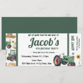 5歳の誕生日 トラクターのチケットをゲットしよう 招待状 (正面/裏面)