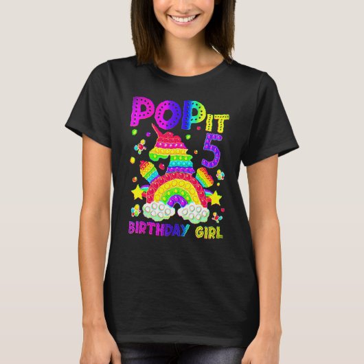 5歳の誕生日 フィジットトイ ポップイット 誕生日 女の子 5歳 Tシャツ (正面)