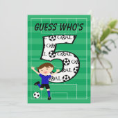 5歳の誕生日 ブルーとブラックのサッカー ゴール v2 招待状 (スタンド正面)