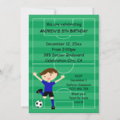 5歳の誕生日 ブルーとブラックのサッカー ゴール v2 招待状 (裏面)