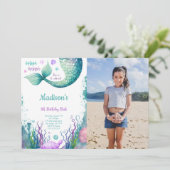 5歳の誕生日 人魚 写真招待状 招待状 (スタンド正面)