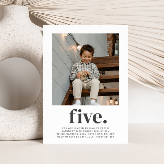 5歳の誕生日 - 四角い写真の招待状 招待状