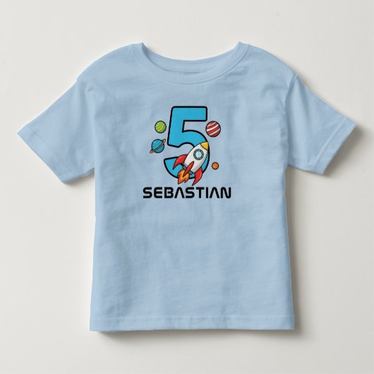 5歳の誕生日 - 太陽系の惑星 トドラーTシャツ (正面)