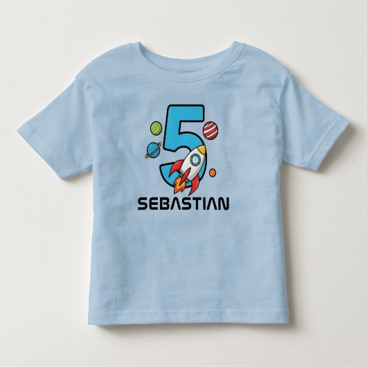 5歳の誕生日 - 宇宙の惑星 トドラーTシャツ (正面)