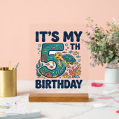 5歳の誕生日 海ガメ 水中ベクター デザイン_1 アクリルサイン (ウェディング)