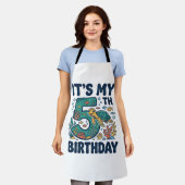 5歳の誕生日 海ガメ 水中ベクター デザイン_1 エプロン (着用した状態)