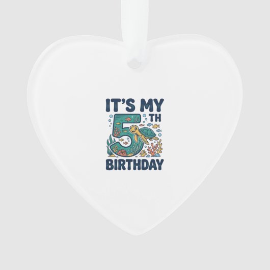 5歳の誕生日 海ガメ 水中ベクター デザイン_1 オーナメント (正面)