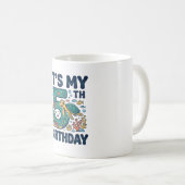 5歳の誕生日 海ガメ 水中ベクター デザイン_1 コーヒーマグカップ (正面右)
