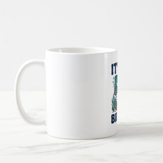 5歳の誕生日 海ガメ 水中ベクター デザイン_1 コーヒーマグカップ (左)