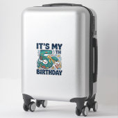 5歳の誕生日 海ガメ 水中ベクター デザイン_1 シール (スーツケース)