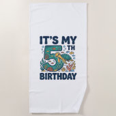 5歳の誕生日 海ガメ 水中ベクター デザイン_1 ビーチタオル (正面)