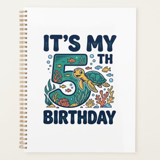 5歳の誕生日 海ガメ 水中ベクター デザイン_1 プランナー手帳 (正面)