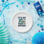 5歳の誕生日 海ガメ 水中ベクター デザイン_1 ペーパープレート (パーティー)