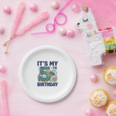 5歳の誕生日 海ガメ 水中ベクター デザイン_1 ペーパープレート (パーティー)