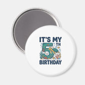 5歳の誕生日 海ガメ 水中ベクター デザイン_1 マグネット (正面/裏面)