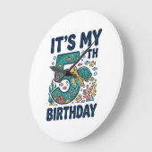 5歳の誕生日 海ガメ 水中ベクター デザイン_1 ラージ壁時計 (傾斜)