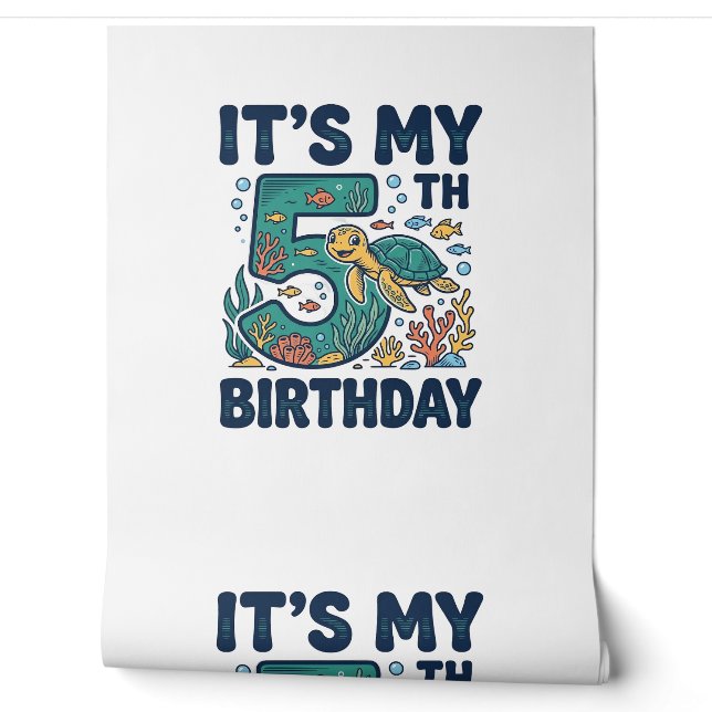 5歳の誕生日 海ガメ 水中ベクター デザイン_1 壁紙 (ほどく)