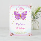 5歳の誕生日 蝶の招待状 招待状 (スタンド正面)