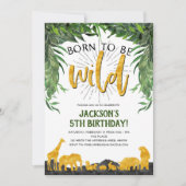 5歳の誕生日,野生まれ生動物,ジャングル 招待状 (正面)